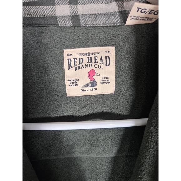 Red Head Men's Fleece Lined Plaid Jacket Green Size XL 100% Cotton Warm - Picture 2 of 8